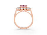 Rose gold Round Cut Halo Cluster Diamond Ring with Pave Band and Four-Prong Setting_3