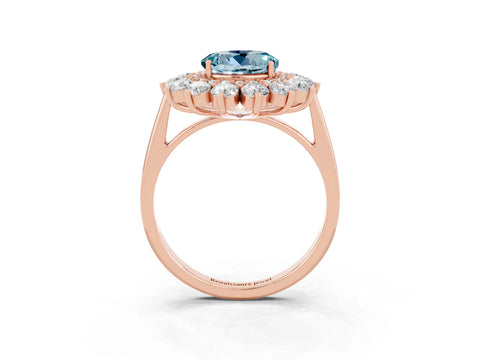 Rose gold Round Cut Halo Cluster Diamond Ring with Pave Band and Four-Prong Setting_3
