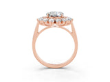 Rose gold Round Cut Halo Cluster Diamond Ring with Pave Band and Four-Prong Setting_3