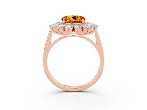 Rose gold Round Cut Halo Cluster Diamond Ring with Pave Band and Four-Prong Setting_3
