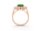 Rose gold Round Cut Halo Cluster Diamond Ring with Pave Band and Four-Prong Setting_3