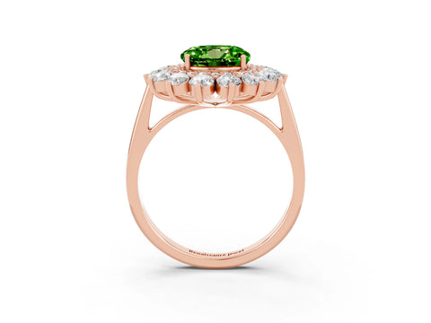 Rose gold Round Cut Halo Cluster Diamond Ring with Pave Band and Four-Prong Setting_3