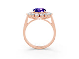 Rose gold Round Cut Halo Cluster Diamond Ring with Pave Band and Four-Prong Setting_3