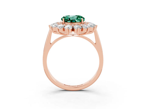 Rose gold Round Cut Halo Cluster Diamond Ring with Pave Band and Four-Prong Setting_3