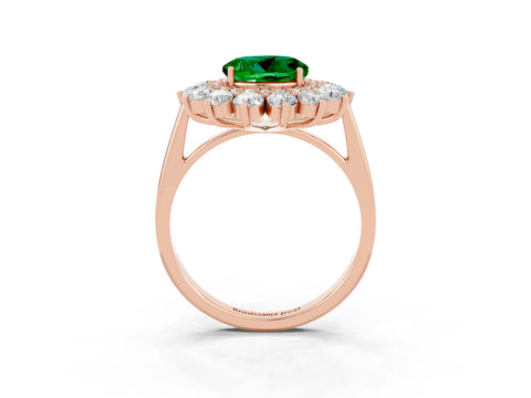 Rose gold Round Cut Halo Cluster Diamond Ring with Pave Band and Four-Prong Setting_3