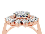 Rose gold Round Cut Halo Cluster Diamond Ring with Pave Band and Four-Prong Setting_4