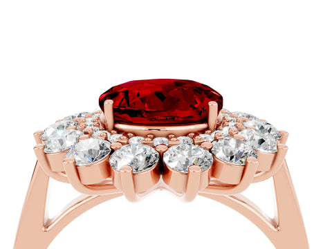 Rose gold Round Cut Halo Cluster Diamond Ring with Pave Band and Four-Prong Setting_4