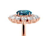 Rose gold Round Cut Halo Cluster Diamond Ring with Pave Band and Four-Prong Setting_5
