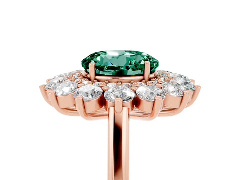 Rose gold Round Cut Halo Cluster Diamond Ring with Pave Band and Four-Prong Setting_5