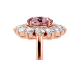 Rose gold Round Cut Halo Cluster Diamond Ring with Pave Band and Four-Prong Setting_5