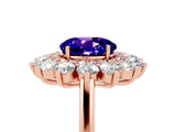 Rose gold Round Cut Halo Cluster Diamond Ring with Pave Band and Four-Prong Setting_5