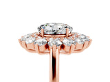 Rose gold Round Cut Halo Cluster Diamond Ring with Pave Band and Four-Prong Setting_5