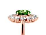 Rose gold Round Cut Halo Cluster Diamond Ring with Pave Band and Four-Prong Setting_5