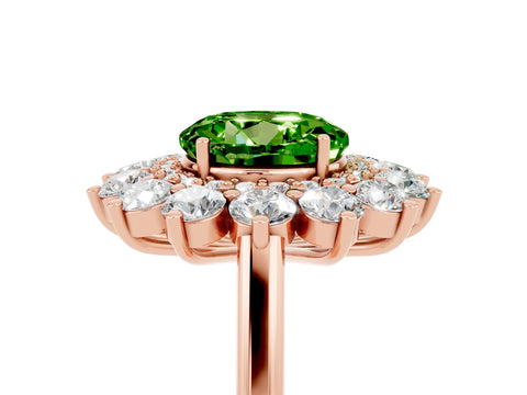 Rose gold Round Cut Halo Cluster Diamond Ring with Pave Band and Four-Prong Setting_5
