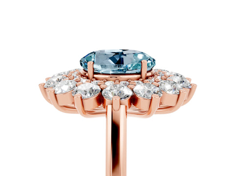 Rose gold Round Cut Halo Cluster Diamond Ring with Pave Band and Four-Prong Setting_5