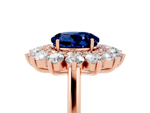 Rose gold Round Cut Halo Cluster Diamond Ring with Pave Band and Four-Prong Setting_5