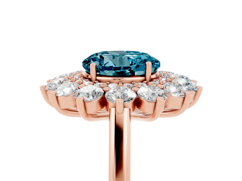 Rose gold Round Cut Halo Cluster Diamond Ring with Pave Band and Four-Prong Setting_5