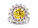 Rose gold Round Cut Halo Cluster Diamond Ring with Pave Band and Four-Prong Setting_8