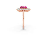 Rose gold Round Cut Halo Cluster Diamond Ring with Pave Band and Four-Prong Setting_8