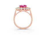 Rose gold Round Cut Halo Cluster Diamond Ring with Pave Band and Four-Prong Setting_9