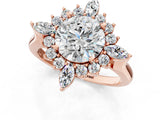 Rose gold Round Cut Halo Diamond Cluster Ring with Marquise and Round Stones on a White Gold Band with Prong Setting_16