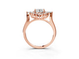 Rose gold Round Cut Halo Diamond Cluster Ring with Marquise and Round Stones on a White Gold Band with Prong Setting_18