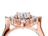 Rose gold Round Cut Halo Diamond Cluster Ring with Marquise and Round Stones on a White Gold Band with Prong Setting_19