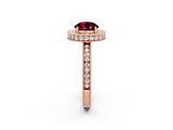 Rose gold Round Cut Halo Diamond Engagement Ring with Milgrain Pave Band and Four-Prong Setting_2
