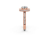 Rose gold Round Cut Halo Diamond Engagement Ring with Milgrain Pave Band and Four-Prong Setting_2