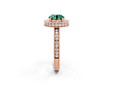 Rose gold Round Cut Halo Diamond Engagement Ring with Milgrain Pave Band and Four-Prong Setting_2
