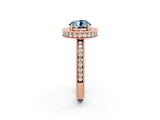 Rose gold Round Cut Halo Diamond Engagement Ring with Milgrain Pave Band and Four-Prong Setting_2