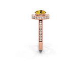 Rose gold Round Cut Halo Diamond Engagement Ring with Milgrain Pave Band and Four-Prong Setting_2