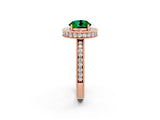 Rose gold Round Cut Halo Diamond Engagement Ring with Milgrain Pave Band and Four-Prong Setting_2