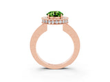 Rose gold Round Cut Halo Diamond Engagement Ring with Milgrain Pave Band and Four-Prong Setting_3