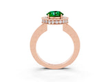 Rose gold Round Cut Halo Diamond Engagement Ring with Milgrain Pave Band and Four-Prong Setting_3