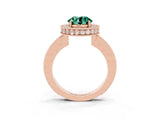 Rose gold Round Cut Halo Diamond Engagement Ring with Milgrain Pave Band and Four-Prong Setting_3