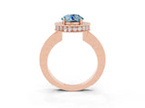 Rose gold Round Cut Halo Diamond Engagement Ring with Milgrain Pave Band and Four-Prong Setting_3