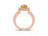 Rose gold Round Cut Halo Diamond Engagement Ring with Milgrain Pave Band and Four-Prong Setting_3