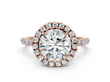 Rose gold Round Cut Halo Diamond Engagement Ring with Pave Band and Four-Prong Setting_20
