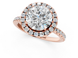 Rose gold Round Cut Halo Diamond Engagement Ring with Pave Band and Four-Prong Setting_21