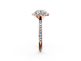 Rose gold Round Cut Halo Diamond Engagement Ring with Pave Band and Four-Prong Setting_22