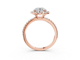 Rose gold Round Cut Halo Diamond Engagement Ring with Pave Band and Four-Prong Setting_23