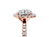 Rose gold Round Cut Halo Diamond Engagement Ring with Pave Band and Four-Prong Setting_25