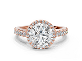 Rose gold Round Cut Halo Diamond Engagement Ring with Pave Band and Four-Prong Setting_41