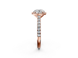 Rose gold Round Cut Halo Diamond Engagement Ring with Pave Band and Four-Prong Setting_43