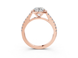 Rose gold Round Cut Halo Diamond Engagement Ring with Pave Band and Four-Prong Setting_44