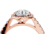 Rose gold Round Cut Halo Diamond Engagement Ring with Pave Band and Four-Prong Setting_45