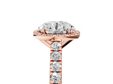 Rose gold Round Cut Halo Diamond Engagement Ring with Pave Band and Four-Prong Setting_46