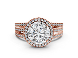 Rose gold Round Cut Halo Diamond Engagement Ring with Split Shank and Four-Prong Setting_20