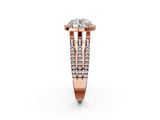 Rose gold Round Cut Halo Diamond Engagement Ring with Split Shank and Four-Prong Setting_22